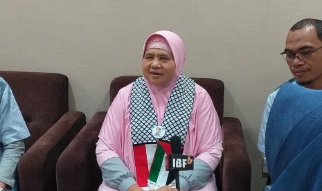 Mamah Dedeh di acara IBF 2019 di JCC, Senayan, Jakarta, Jumat (1/3)