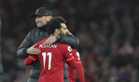 Manajer Liverpool Jurgen Klopp dan Mohamed Salah.