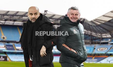 Pelatih Manchester City Pep Guardiola Vs Manchester United Ole Gunnar Solskjaer.