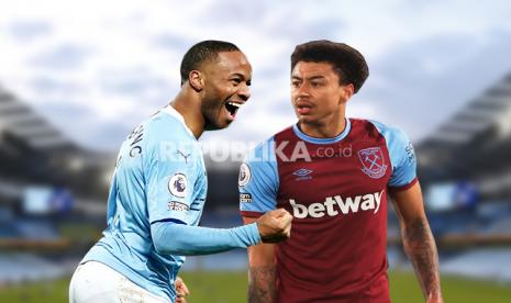 Manchester City vs West Ham United. Winger City Raheem Sterling (kiri) akan jadi andalan timnya, sementara Jesse Lingard diharapkan kembali mencetak gol untuk West Ham.