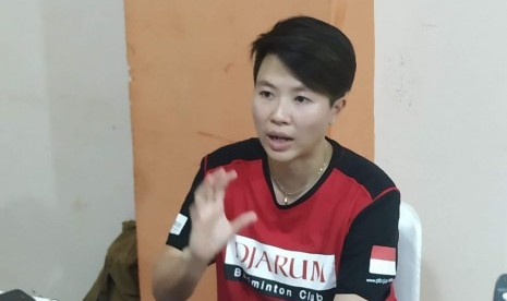 Mantan atlet bulutangkis nasional, Liliyana Natsir di GOR Satria, Purwokerto, Ahad (8/9).