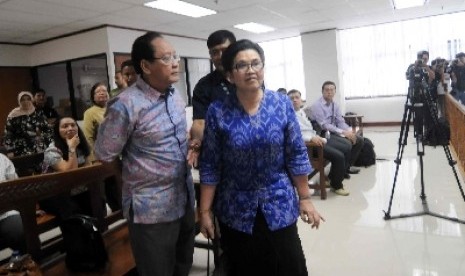 Mantan Menteri Kesehatan Siti Fadilah Supari di Pengadilan Tipikor Jakarta pada Senin (8/7).