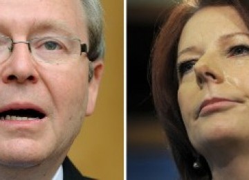 Mantan Menteri Luar Negeri Australia, Kevin Rudd (kiri), dan Perdana Menteri Julia Gillard (kanan)