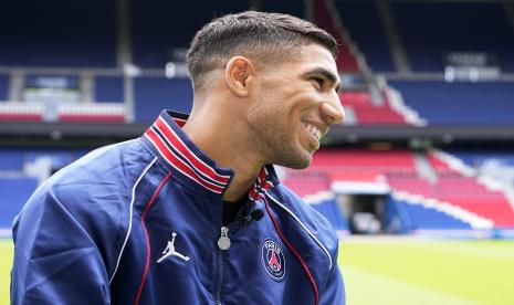 Bek timnas Maroko dan Paris Saint-Germain (PSG) Achraf Hakimi.