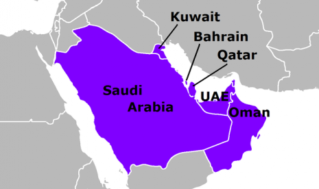 Map indicates the members of Gulf Cooperation Council  or GCC (illustration)