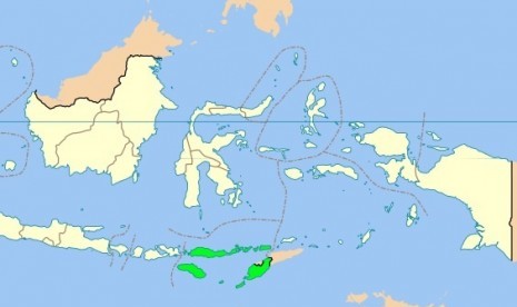 Map of East Nusa Tenggara (in green)