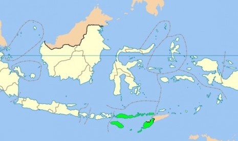 Map of East Nusa Tenggara in green