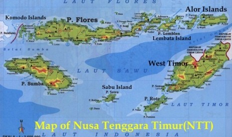 Peta Nusa Tenggara Timur (NTT).  