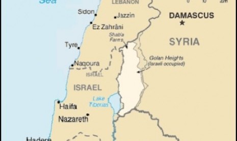 Map of Golan Heights occupied by Israel