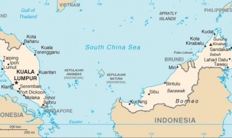 Map of Malaysian waters and Indonesia