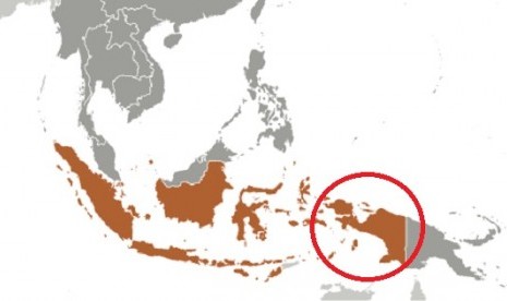 Map of Papuan and West Papuan provinces in Indonesia (red circle)