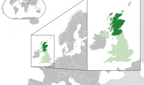 Map of Scotland in dark green 