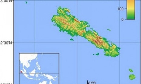 Map of Simeulue Island in Aceh  