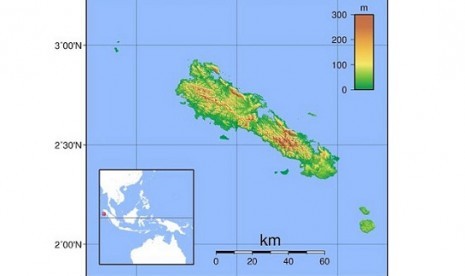 Map of Simeulue Island in Aceh