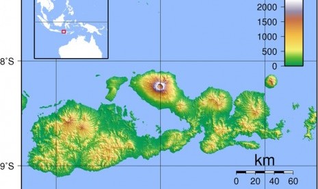 Map of Sumbawa island in West Nusatenggara