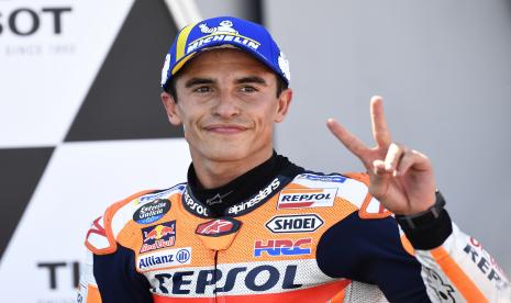 Pembalap MotoGP asal Spanyol Marc Marquez dari tim Repsol Honda.