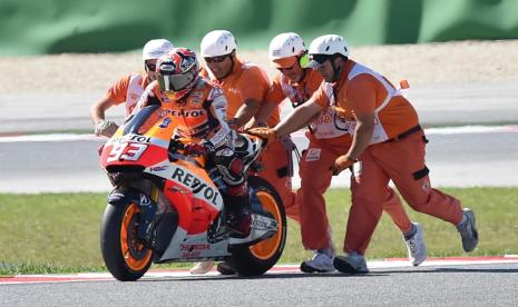 Pembalap MotoGP asal Spanyol Marc Marquez dari tim Repsol Honda.