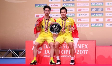 Marcus Fernaldi Gideon (kanan) dan Kevin Sanjaya Sukamuljo.