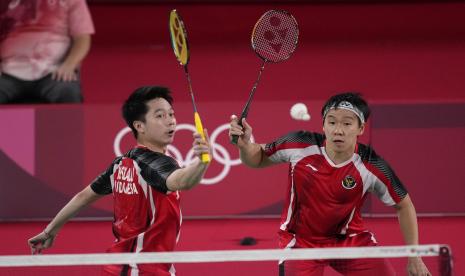  Marcus Gideon/Kevin Sanjaya Sukamuljo dari Indonesia.