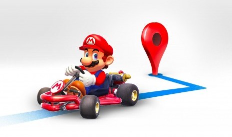 Mario Time di Google Maps. Ilustrasi