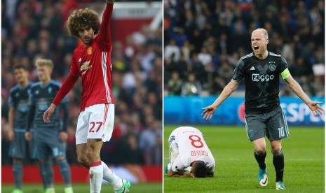 Marouane Fellaini (kiri) dan Davy Klaassen (kanan)