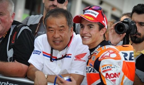 Marquez bersama bos Honda Shuhei Kanamoto