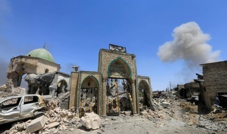 Masjid Agung al-Nuri di Mosul, Irak, 7 Agustus 2017.