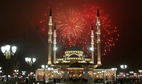 Masjid Akhmad Kadyrov di Grozny, Chechnya.