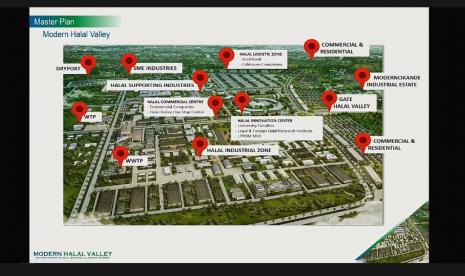 Master Plan Modern Halal Valley yang merupakan zona kawasan industri halal milik Modern Cikande Industrial Estate di Banten. 