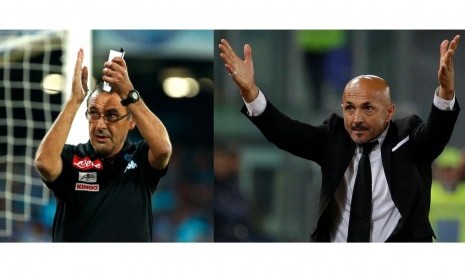 Maurizio Sarri (kiri) dan Luciano Spalletti