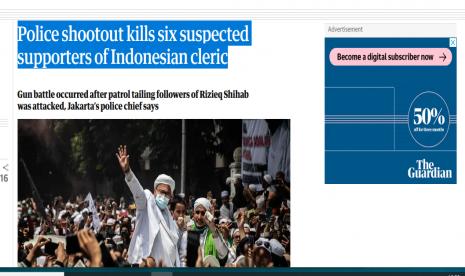 Media Inggris the Guardia melaporkan penembakan anggota FPI.