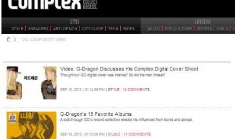 Media US yang membahas K-pop, Complex membahas semua tentang G Dragon