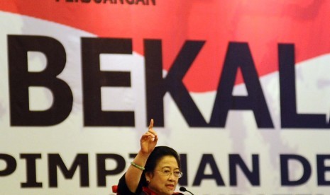 Megawati Soekarnoputri berbicara saat memberi pembekalan calon ketua wakil ketua DPRD kota/kabupaten dan provinsi PDI Perjuangan seluruh Indonesia,Jakarta, Rabu (13/8) 