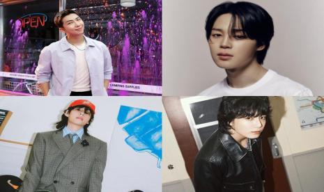 Empat member BTS yakni RM, Jimin, V, dan Jungkook bersiap menjalani wamil (ilustrasi). Mendapat kabar tersebut, penggemar menyampaikan jeritan hatinya di 