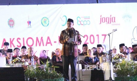 Menag Lukman Hakim Saifuddin saat menyampaikan sambutan pembukaan Aksioma-KSM 2017 di Yogyakarta.