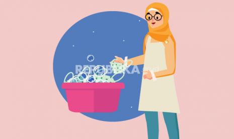 Mencuci masker kain (ilustrasi)