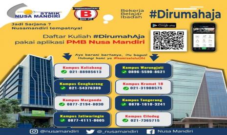 Mendaftar kuliah di STMIK Nusa Mandiri bisa dilakukan dari rumah.