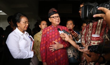 Mendagri Tjahjo Kumolo saat memberi sambutan Seminar Nasional 2018 Ilmu Politik yang digelar Universitas Udayana, Bali