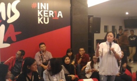  Menko Pembangunan Manusia dan Kebudayaan (PMK) Puan Maharani dalam diskusi rutin yang digelar Gerakan Ini Kerjaku di Jakarta.