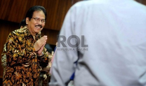 Menko Perekonomian Sofyan Djalil menggelar acara halal bihalal atau ramah tamah di Gedung Kemenko Perekonomian, Jalan Lapangan Banteng, Jakarta Pusat, Kamis (23/7). 