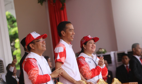 Menko PMK Puan Maharani bertemu Presiden Joko Widodo melaporkan keberhasilan pelaksanaan torch relay Asian Games 2018.