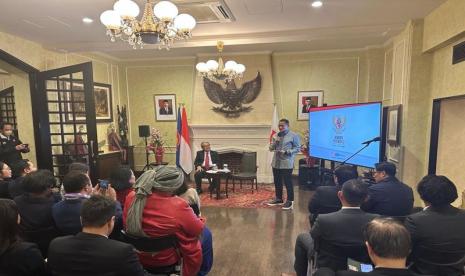 Menparekraf Sandiaga Uno bertemu dengan diaspora Indonesia di Wisma Duta Tokyo, Senin (4/3/2024). 