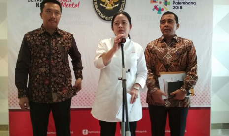 Menpora Imam Nahrawi, Menko PMK Puan Maharani dan ketua umum KONI Pusat Tono Suratman.