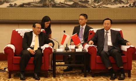 Mentan RI Suswono bertemu dengan Mentan RRT Han Chang Fu dalam pertemuan bilateral di Beijing, Kamis (18/9) siang.