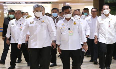 Mentan SYL pada Musyawarah Perencanaan Pembangunan Pertanian Nasional (Musrenbangtannas) Tahun 2022 dengan tema “Memperkuat Pertanian Maju, Mandiri, dan Modern Dalam Menghadapi Perubahan Iklim dan Akselerasi Pemulihan Ekonomi Nasional,di Kanpus Kementerian Pertanian (Kementan), Jakarta, Rabu (29/6/2022).