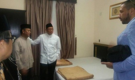 Menteri Agama Lukman Hakim Saifuddin memeriksa kesiapan hotel jamaah haji Indonesia di Madinah. 