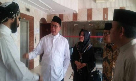 Menteri Agama Lukman Hakim Saifuddin meninjau kesiapan pemondokan jamaah haji di Madinah, Ahad (18/6). 