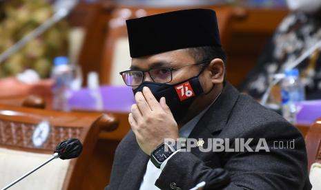 Menteri Agama Yaqut Cholil Qoumas, menyampaikan pidato secara virtual pada penutupan Forum Antaragama  