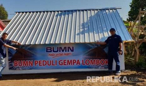 Huntara (hunian sementara) yang dibangun untuk korban gempa Lombok, karya rancang bangun Dompet Dhuafa (DD).