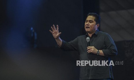 Menteri BUMN Erick Thohir berbicara di hadapan peserta MilenialFest 2019 di Jakarta, Sabtu (14/12/2019). 